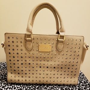 Tan bebe satchel handbag